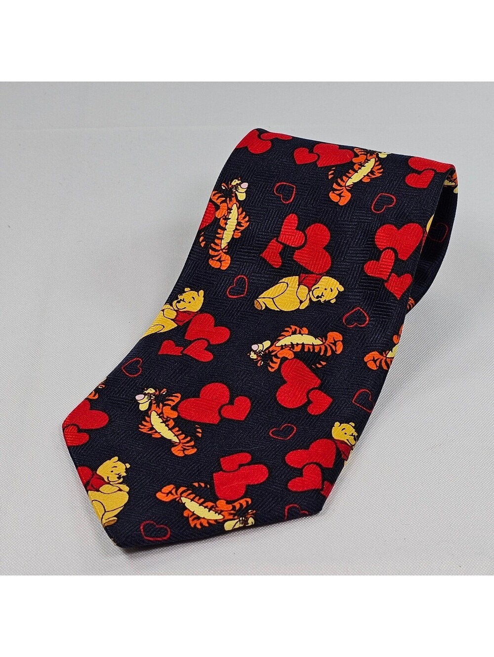 Disney Winnie the Pooh Tigger Hearts Navy Blue Necktie 57"×4" Valentine Day